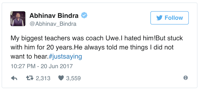 Abhinav Bindra tweet