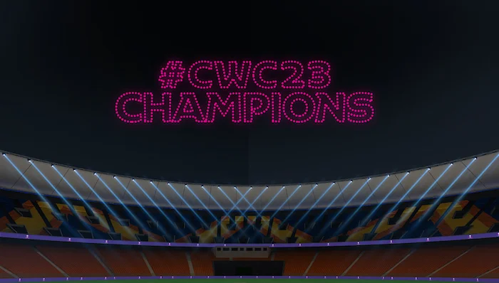 Laser show and lights at the ODI World Cup 2023 closing ceremony