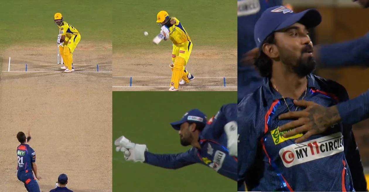 WATCH: KL Rahul plucks a gravity-defying catch to dismiss Ajinkya Rahane in the CSK vs LSG match | IPL 2024