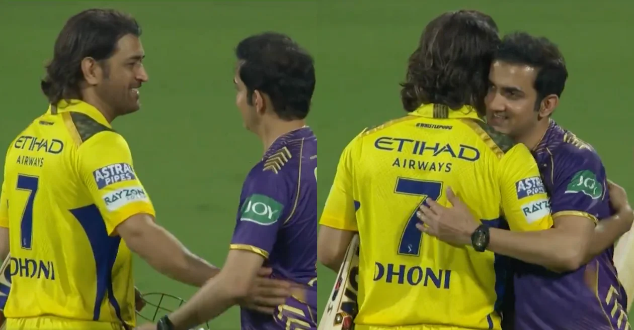 IPL 2024 [WATCH]: MS Dhoni and Gautam Gambhir share heartwarming hug after CSK’s victory over KKR
