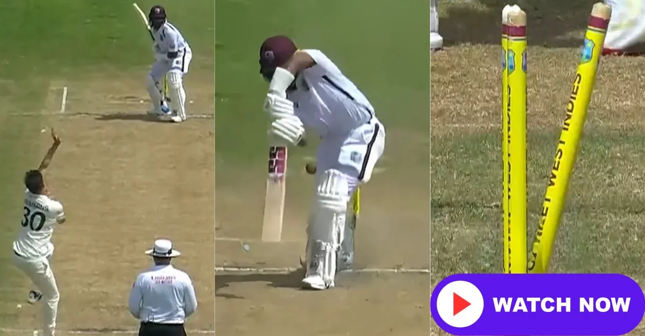 WI vs AUS [WATCH]: Pat Cummins’ magical delivery castles Shai Hope as Australia take lead on Day 2 of Grenada Test