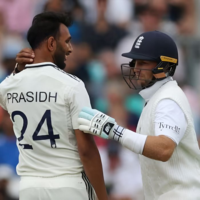 Prasidh Krishna and Joe Root 
