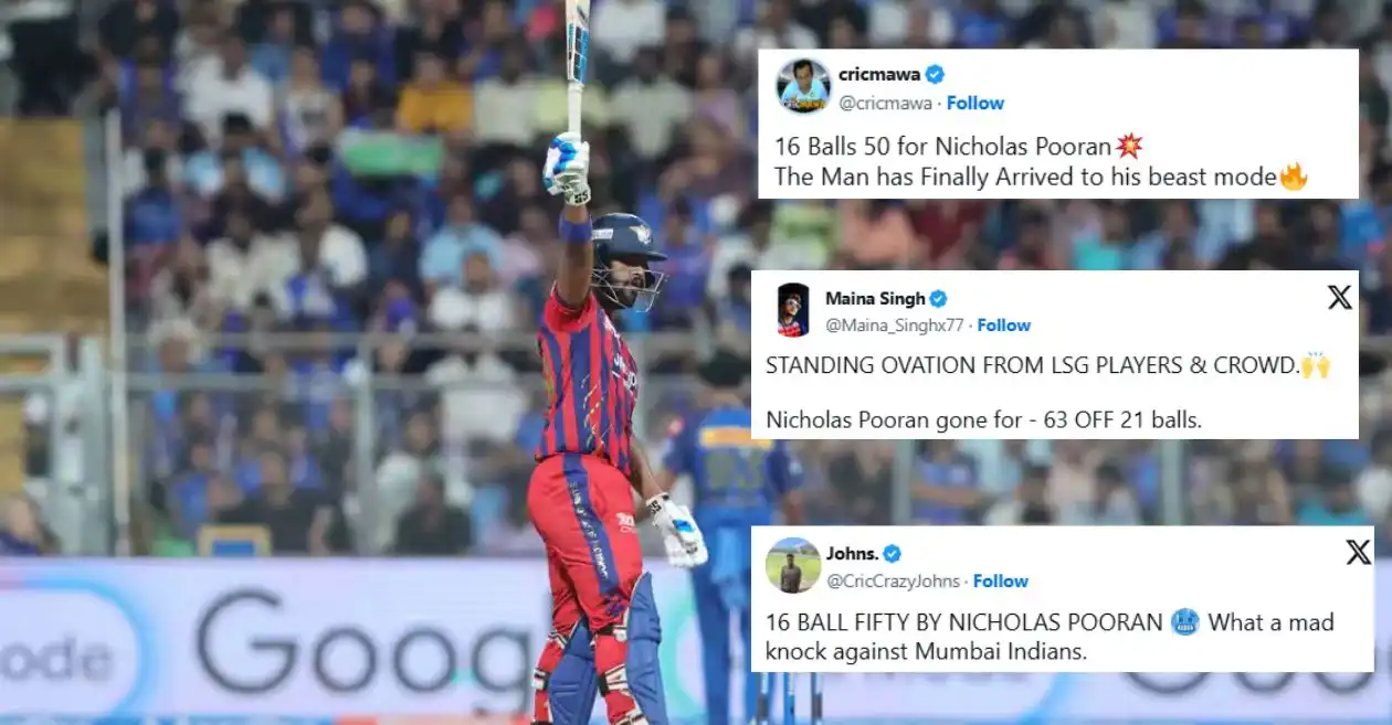 Fans go wild as Nicholas Pooran returns to form in grand style with 16-ball fifty in MI vs LSG IPL 2026 clash
