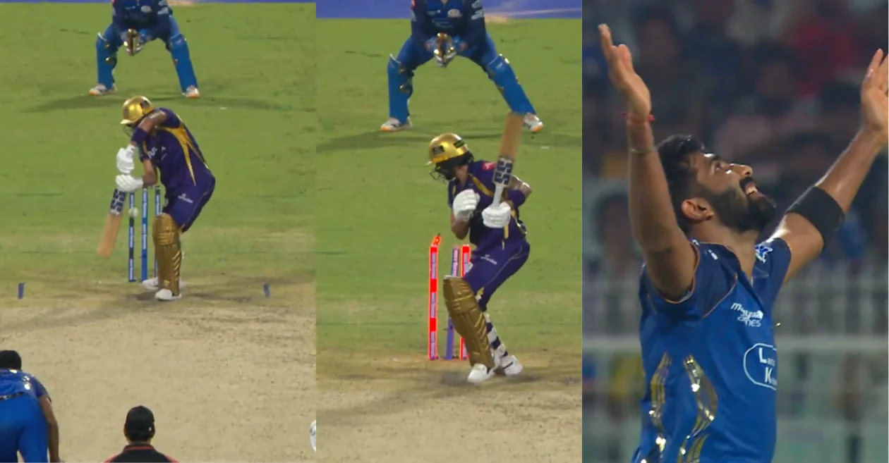 IPL 2026 [WATCH]: Jasprit Bumrah castles Manish Pandey with an absolute peach during KKR vs MI clash